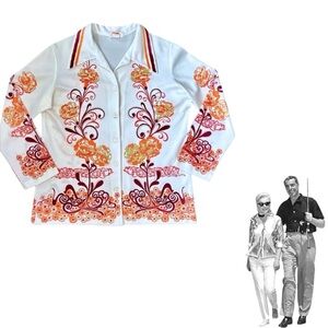 1960s All over floral print shirt jacket
